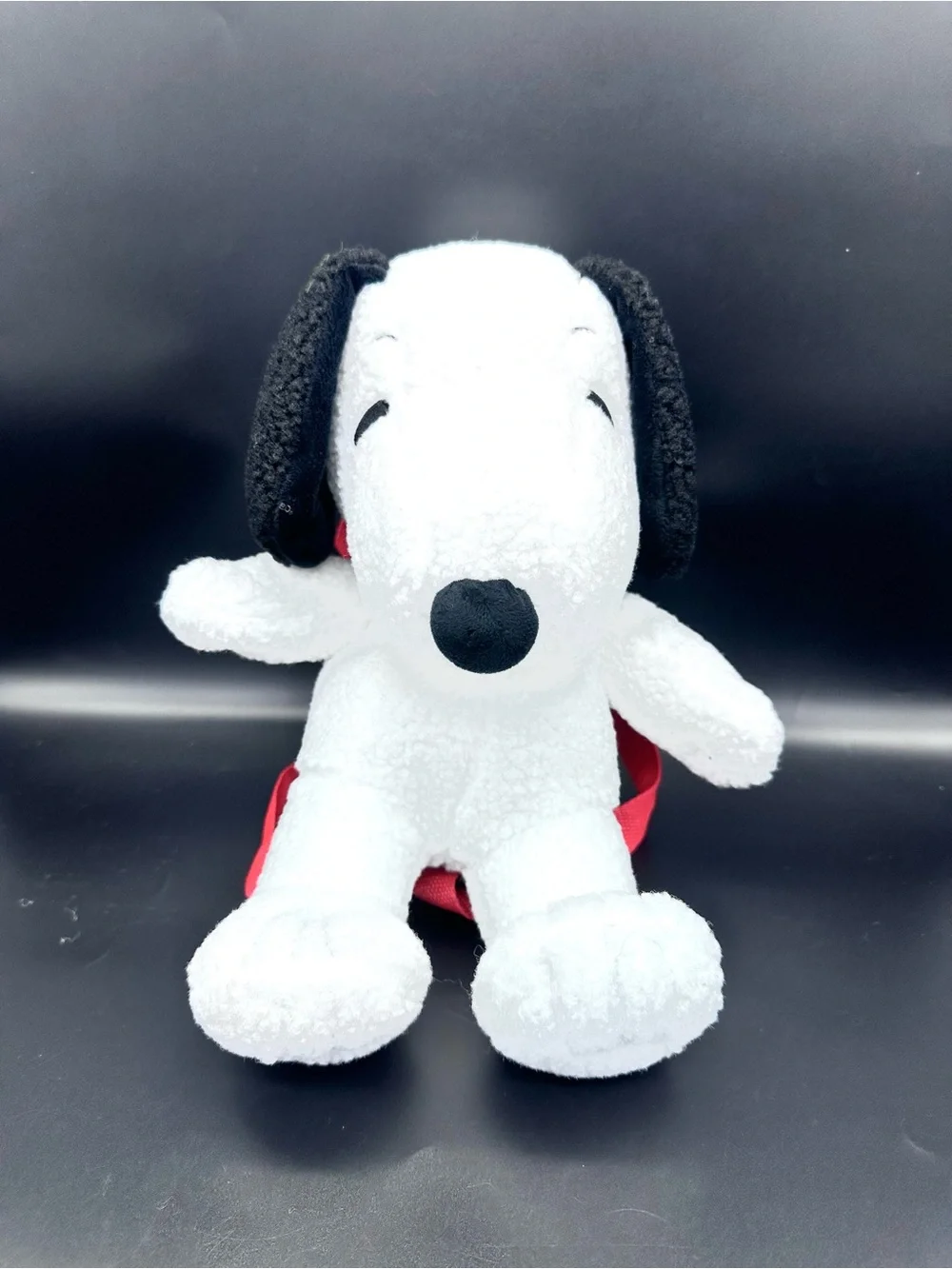 Snoopy Plushie Backpack Shoulder Bag White Black Sherpa Fleece Stuffed Animal